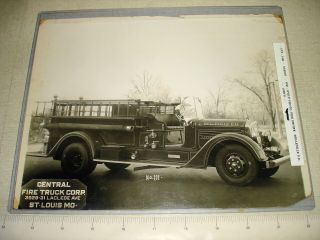 Sales Photograph 8 " X 10 " - 1920s Central Fire Truck Co - Belleville Fd