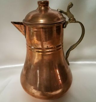 Vintage Hammered Copper & Brass Handle Kettle Coffee Pot