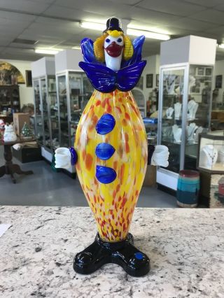 Vintage 16 " Murano Colorful Glass Clown