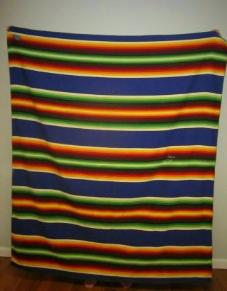 Vtg Beaver State Southwestern Striped Rainbow Pendleton Wool Blanket 60 " X 68 "