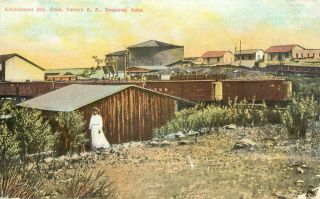 C1910 Lithograph Postcard; Cuba Guantanamo Bay Rr Boxcars & Houses Unposted