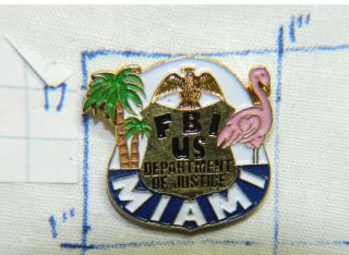 Florida,  Miami U.  S.  Fbi Dept Of Justice 1 " Metal Hat Lapel Pin