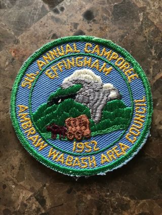 Boy Scout Ambraw Wabash Area Council 1952 Camporee Patch Effingham Il Lodge 167