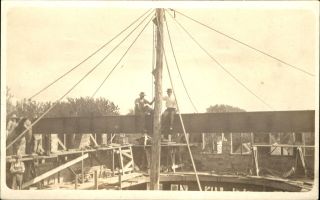 Construction Site Workers Sitting On Cross Beam Location Unknown Rppc Azo C1910