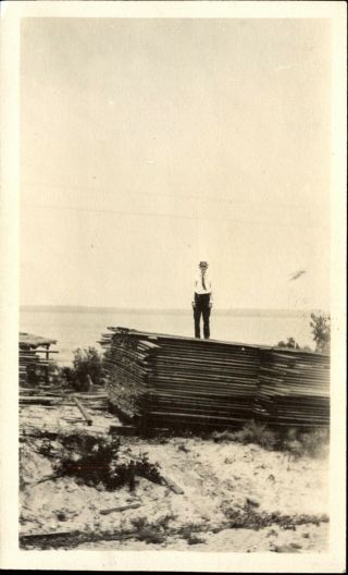 Rppc Lumber Yard? Construction Site? Velox 1907 - 1914 Photo Postcard