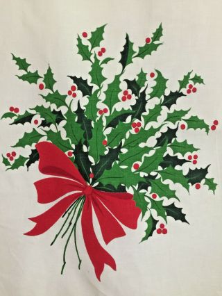 Vintage Printed Christmas Tablecloth with Wreaths and Holly 3