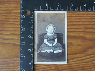 1860 ' s Champaign Illinois posed post mortem little girl cdv photograph 5