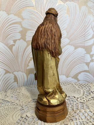 ANRI Vintage Madonna Mary Child Jesus Carved Wood Statue Figure Gold Italy 11” 3