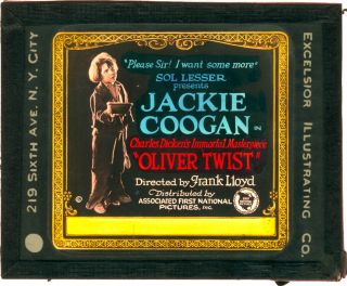 Oliver Twist Jackie Coogan Antique Movie Theater Promotional Ad Glass Slide