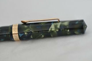 Rare c1930 ' s Wahl Oxford By Eversharp Fountain Pen 7 Nib - Blue & Green Marbled 5