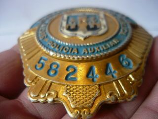 OBSOLETE MEXICO CITY SECRETARIA DE SEGURIDAD NUMBERED MEXICAN POLICE BADGE 3 