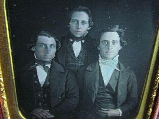 Trio Of Young Gentlemen Daguerreotype Photograph