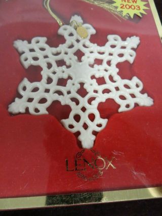 Lenox China Christmas Ornament - Snowflake - 2003 3