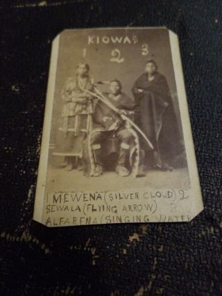 Native American Cdv Kiowa Group Knight Kansas American Indian Rare 19th Century