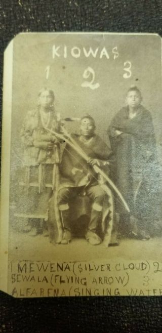 Native American CDV Kiowa Group Knight Kansas American Indian Rare 19th century 3