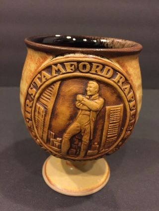 Vintage Singapore Founder Sir Thomas Stamford Raffles Brown Pottery Cup Mug
