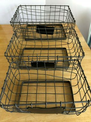 Set Of 3 Wire Baskets With Label Space.  Small,  Medium,  Large