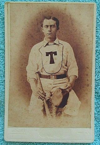 C1890’s Baseball Player W/cap In Uniform Cabinet Card Photo Dayton,  Ohio Photo