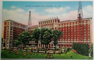 Georgia Postcard Mid 1900s Rare Atlanta Biltmore Hotel Spring Sign Wsb