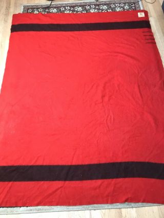 Vintage Hudson’s Blanket 100 Wool England Red Black 85x68 Bright Red