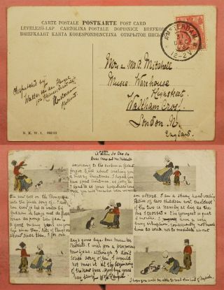 1903 Netherlands Greeting Postcard Amsterdam To Gb