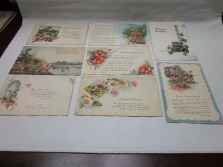 8 Pc Antique Floral Inspirational Victorian Greeting Postcards The Lords Prayer