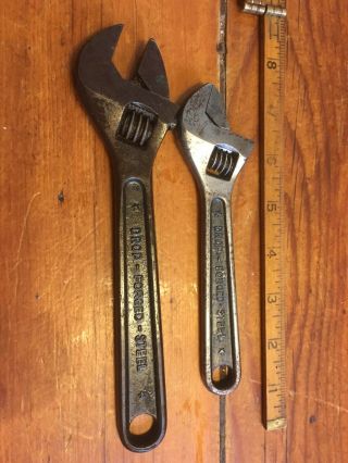 2 Vintage Dunlap Tools 1/2 X 8  And 3/8 X 6” Adjustable Wrenches,  Germany