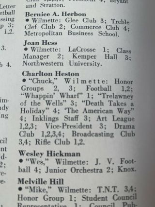 Charlton Heston High School Yearbook 1941 Trier Echoes Chicago NRA 5