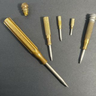 Vintage 4 In 1 Screwdriver Set Brass Nesting With Extra Screwdriver