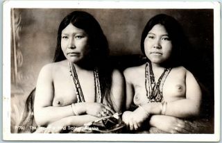 Vintage Alaska Rppc Real Photo " The Two - Of - A - Kind Sisters " Postcard 1946 Cancel