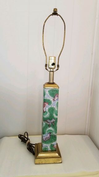 Vintage Chinese Cloisonne Electric Table Lamp - Water Lilly 