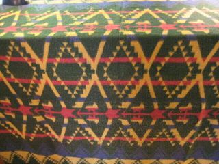 Vintage Wool Camp Blanket Reversible Indian Design Bow Arrow Teepee Soft Shabby