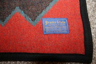 Pendleton Beaver State Wool Thunderbird Aztec Reversible Blanket 66X63 3