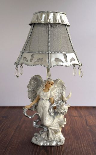 Retired Homco Home Interiors Resin Christmas Angel Tea Light Lamp