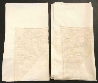 Set Of 2 Vintage Polish East European Large Square Crochet Pillow Shams 36 X 36 "