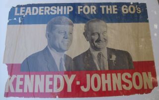 1960 Kennedy Johnson Campaign Poster " Leadership For The 60 