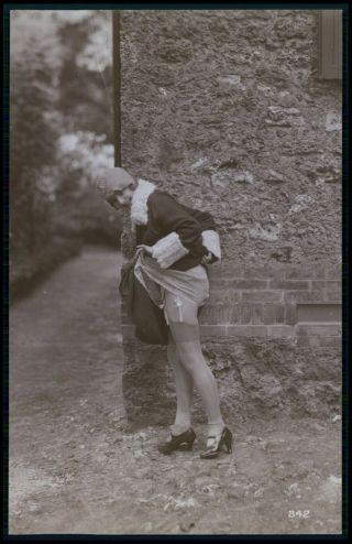 French Nude Woman Biederer ? Peeing Flapper C1925 Photo Postcard Bb
