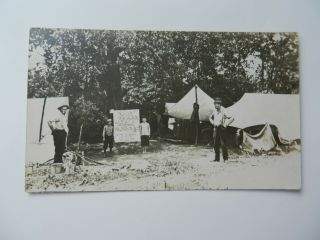 Vintage 1904 - 1918 Rppc Tent Camp Boys & Men Carl Hudley Alias Alabama Joe