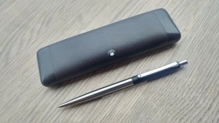 Vintage Rare Montblanc Slimline Noblesse Matte Black&brushed Steel Ballpoint Pen