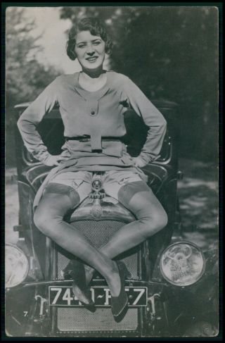 French Nude Woman Biederer Citroen Automobile 1925 Photo Postcard Bb