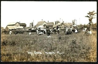 Peacock Michigan,  Baseball Game In The Field Behind The Barns 1910 Rppc Postcard