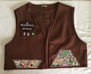 Vtg Girl Scout Brownie Vest With Patches From Michigan