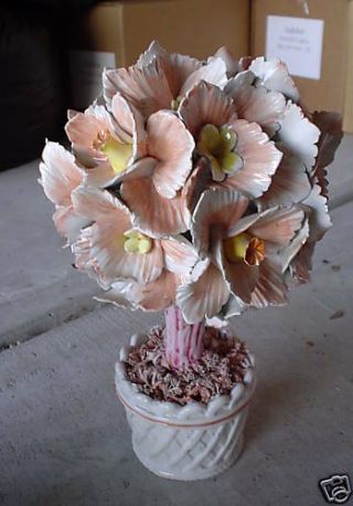 Unique Tall Vintage Italy Art Pottery Flower Tree 9 1/2 " Tall