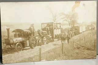 Vintage Steam Farm Tractor And Machinery Rppc Real Photo Post Card