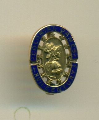 Rare Colonial Dames XVII Century 14k gold enamel society sorority pin - Wow 2