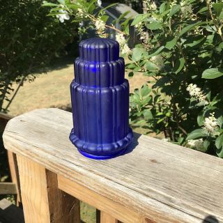 Vintage Art Deco Style 3 1/8 " Fitter Frosted Cobalt Blue Glass Lamp Globe Shade