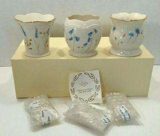 Classic Lenox Set Of 3 Floral Votives Old Stock Gift Box T61