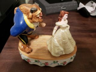 Vintage Disney Schmid Yellow Dress " Beauty And The Beast " Music Box Pristine