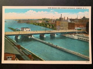 Postcard Oswego Ny - Bridge And Harbor Entrance