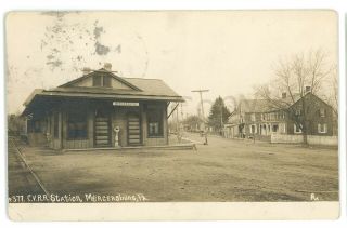 Rppc Cvrr Cumberland Valley Railroad Station Mercersburg Pa Real Photo Postcard